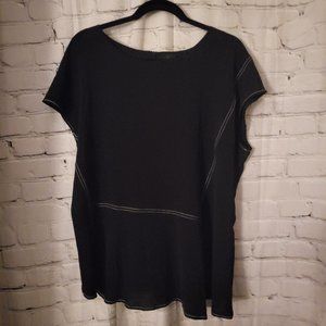 Worthington, XXL, Black with White Stitching, Asymmetrical Hem